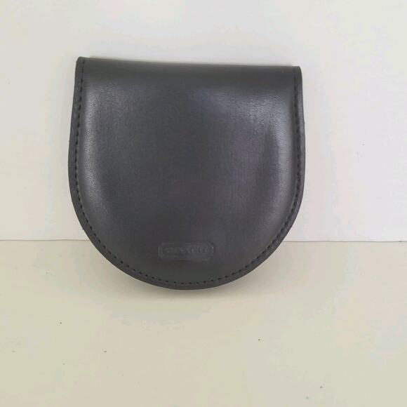 Coach Vintage Mini Coin Holder Wallet Leather Small Black Horseshoe Bifold - Picture 1 of 8
